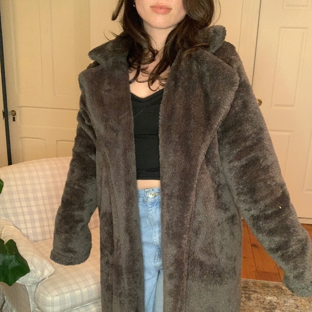 Angashion Fuzzy Blazer Jacket